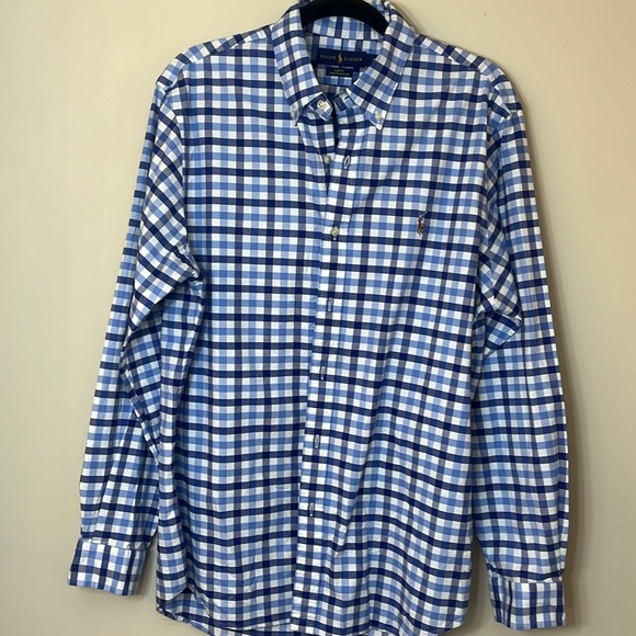Ralph Lauren Slim Fit Blue & White Checkered Shirt with Brown Pony - Picture 5 of 9